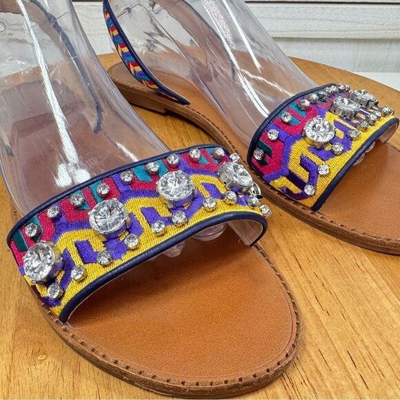 Vince Camuto Akitta Tribal Embroidered Rhinestone Ankle Strap Boho Sandals 9.5 - Picture 9 of 12